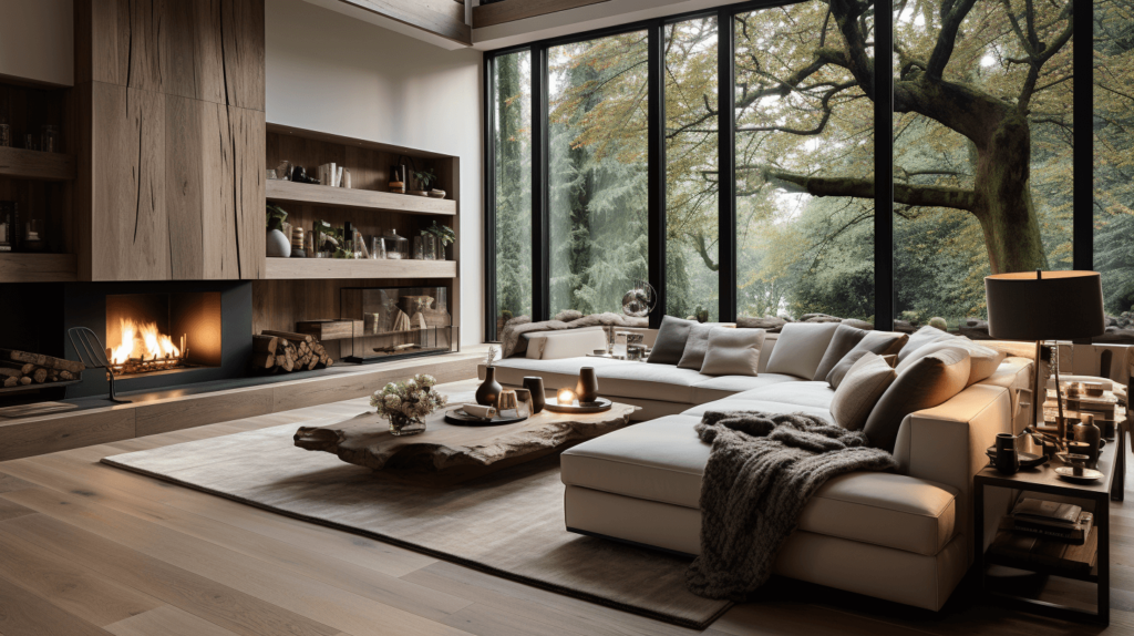 A high-end and cosy living room design